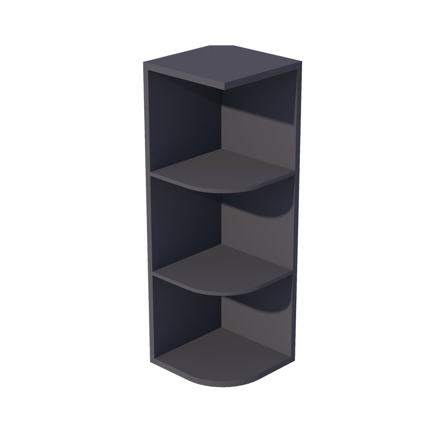 HE-OE1236: Ebony Black Shaker 12"W x 36"H 4 Shelves Wall End Shelf Cabinet