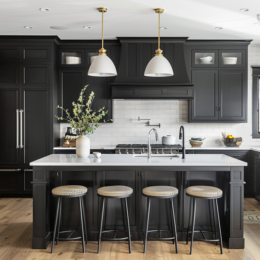 HE-TP1896: Ebony Black Shaker 18"W x 96"H x 24"D 2 Doors & 6 Shelves Tall Shelf Pantry Cabinets
