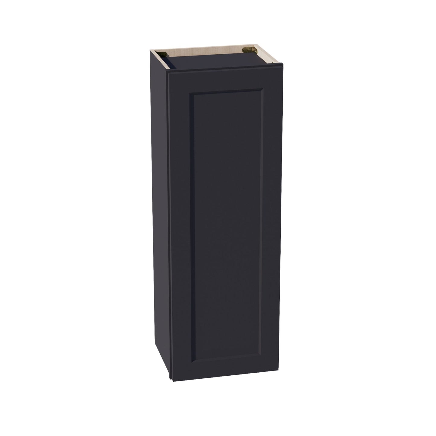 HE-W1542: Ebony Black Shaker 15"W x 42"H 1 Door & 3 Shelves Standard Wall Cabinet