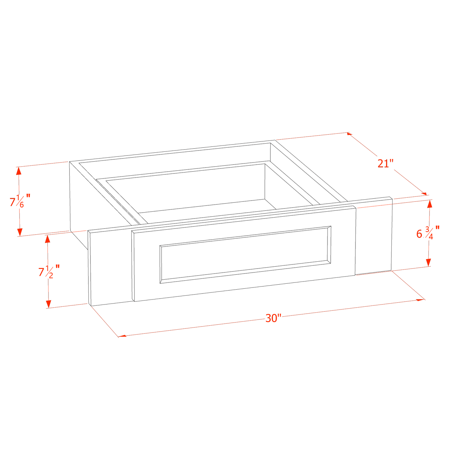 HF-KD30: Frost White Shaker 30"W Vanity Knee Drawers