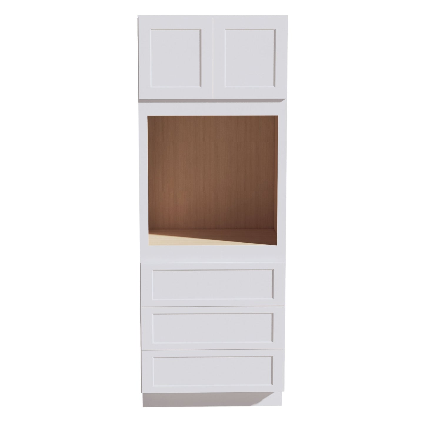 HF-OC3390: Frost White Shaker 33"W x 90"H x 24"D 2 Doors & 3 Drawers Tall Oven Shelf Cabinets