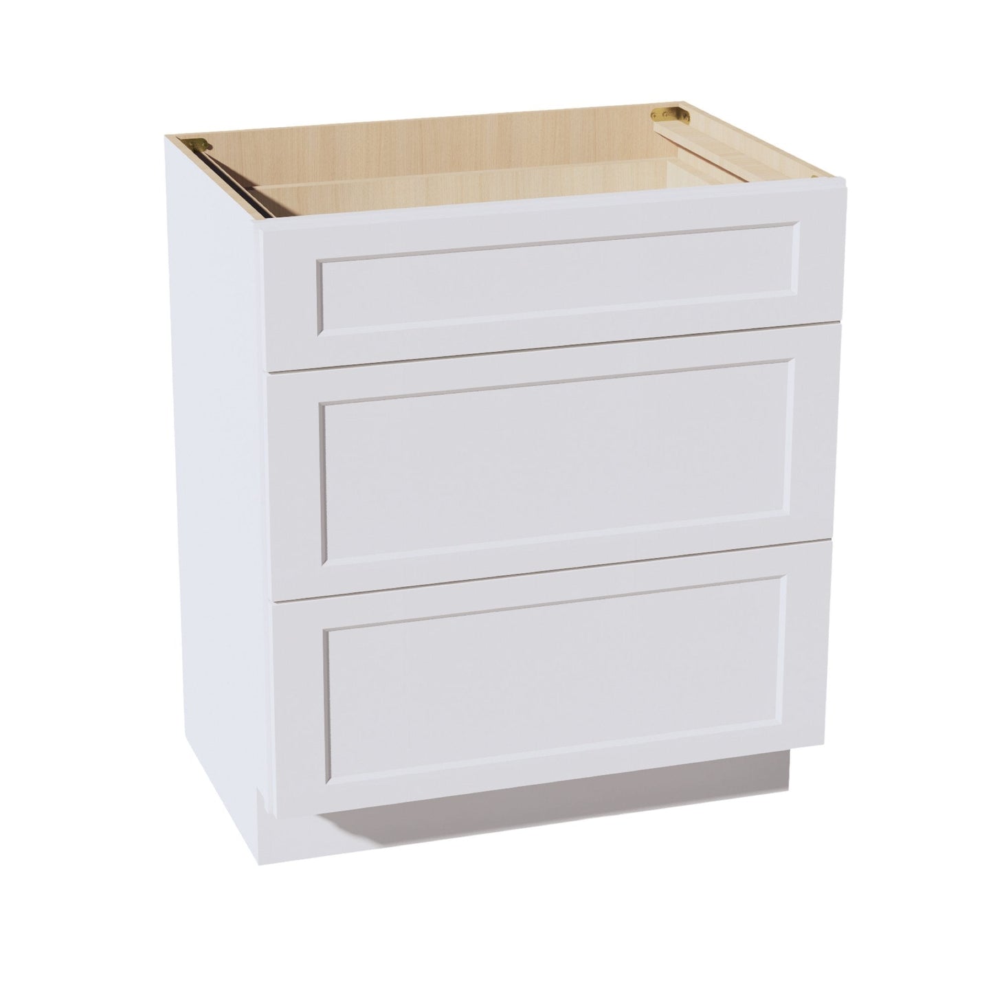 HF-VDB3021: Frost White Shaker 30"W x 34-1/2"H x 21"D 3 Drawers Vanity Base Cabinets