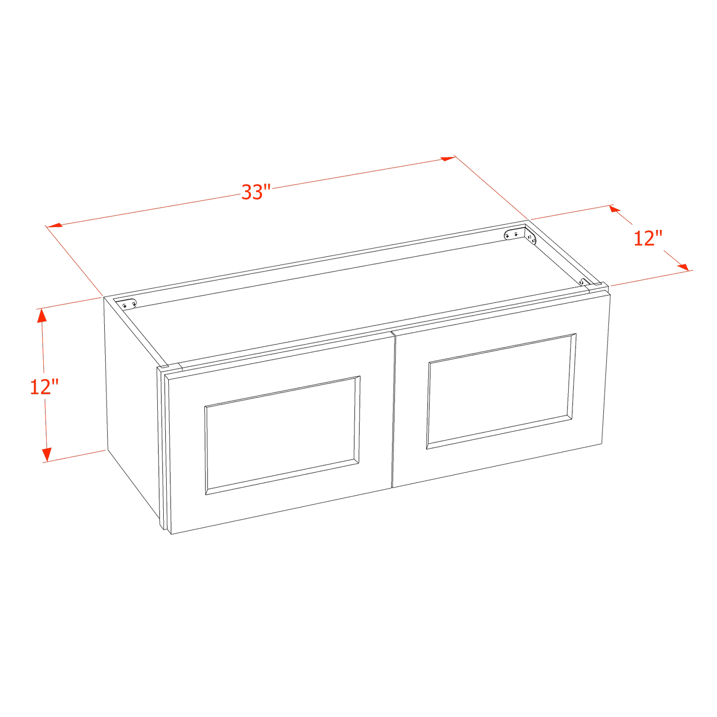 HF-W3312: Frost White Shaker 33"W x 12"H 2 Doors Standard Wall Bridge Cabinet