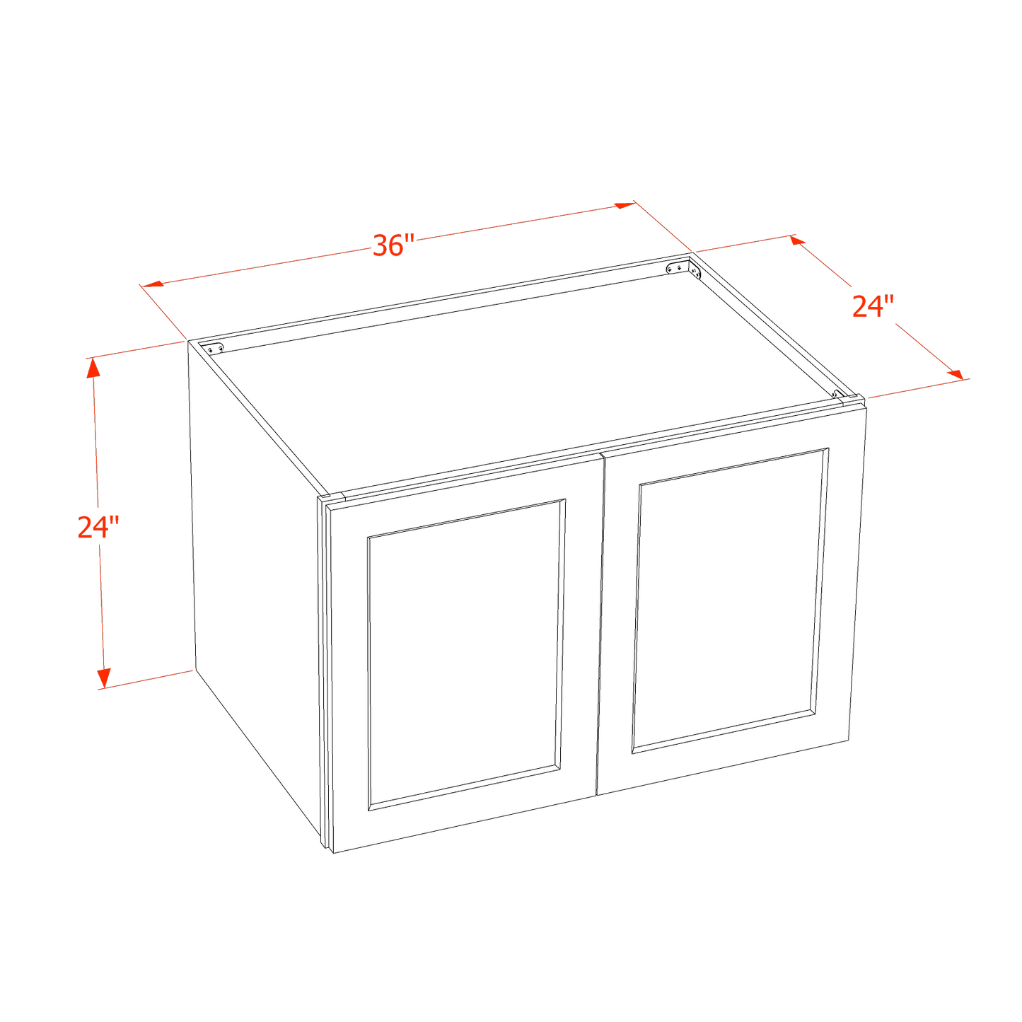 HF-W362424: Frost White Shaker 36"W x 24"H x 24"D 2 Doors & 1 Shelf Standard Bridge Wall Cabinet