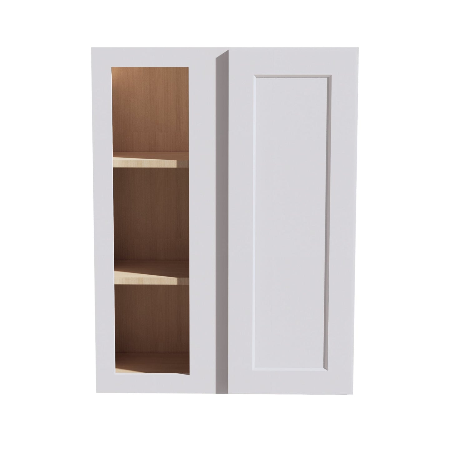 HF-WBC2736: Frost White Shaker 27"W x 36"H 1 Door & 2 Shelves Wall Blind Corner Cabinets