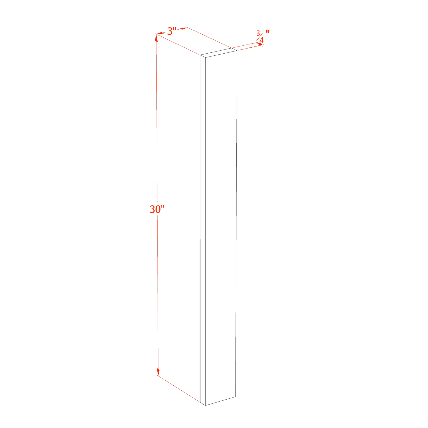 HF-WF330: Frost White Shaker 03"W x 30"H Wall Cabinet Filler