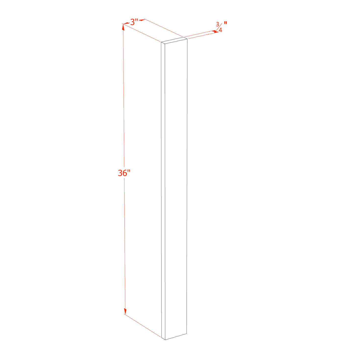 HF-WF336: Frost White Shaker 03"W x 36"H Wall Cabinet Filler