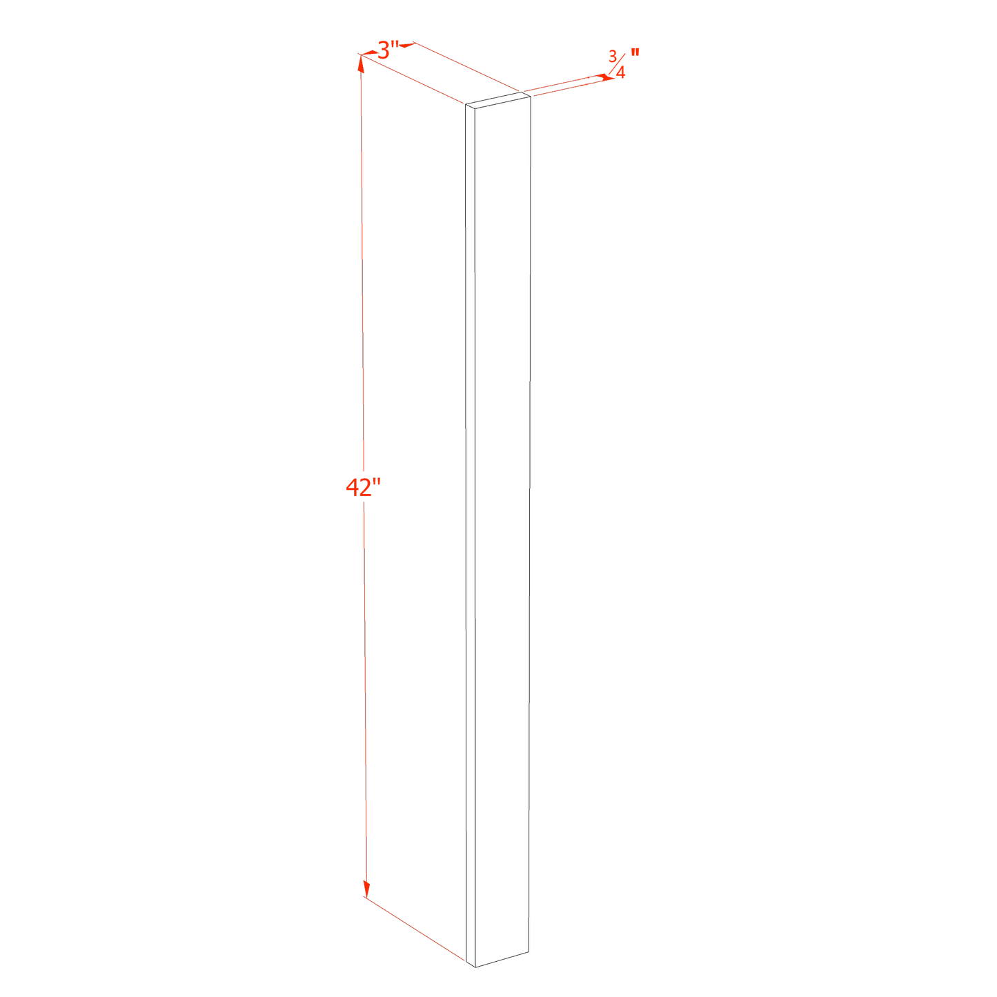 HF-WF342: Frost White Shaker 03"W x 42"H Wall Cabinet Filler