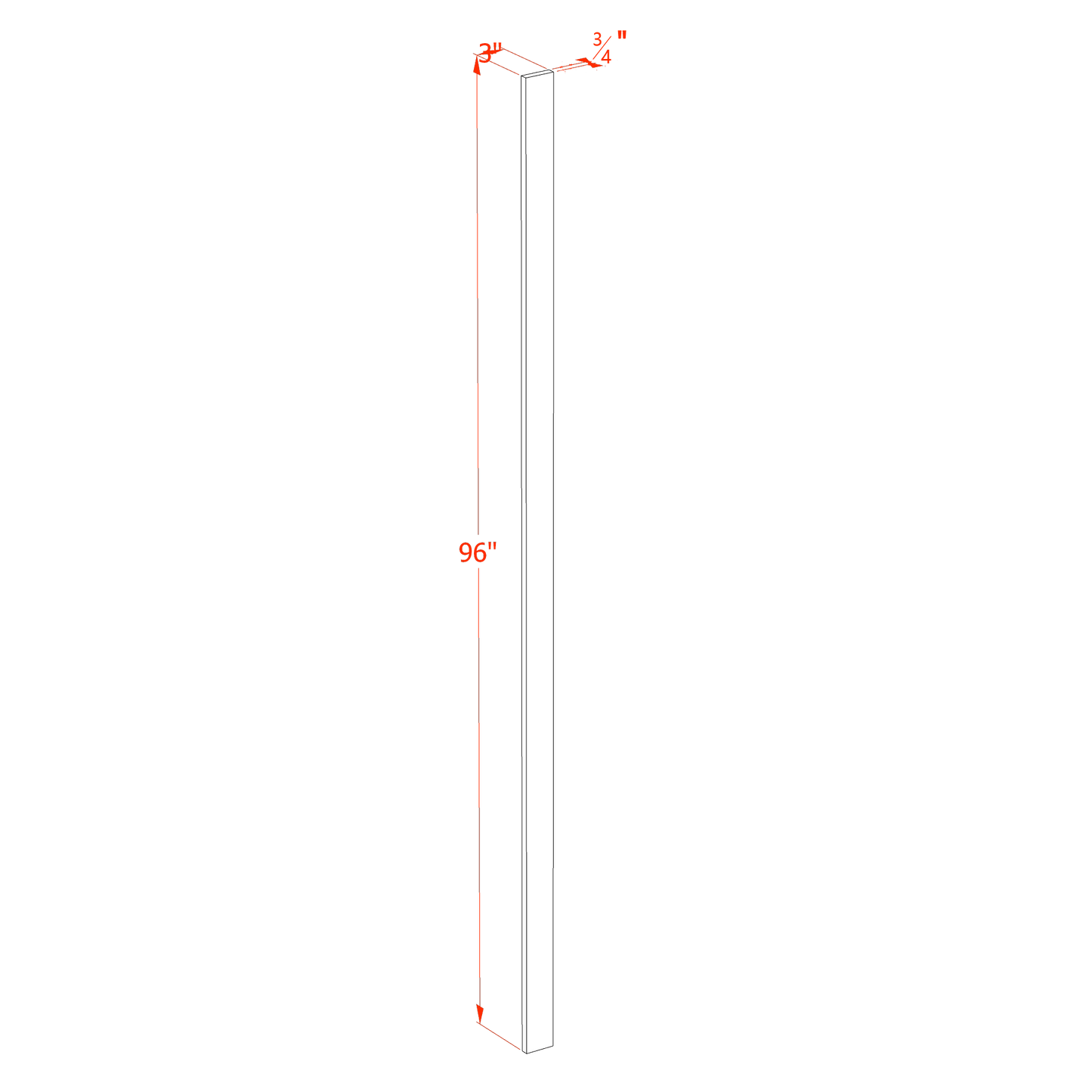 HF-WF396: Frost White Shaker 03"W x 96"H Wall Cabinet Filler