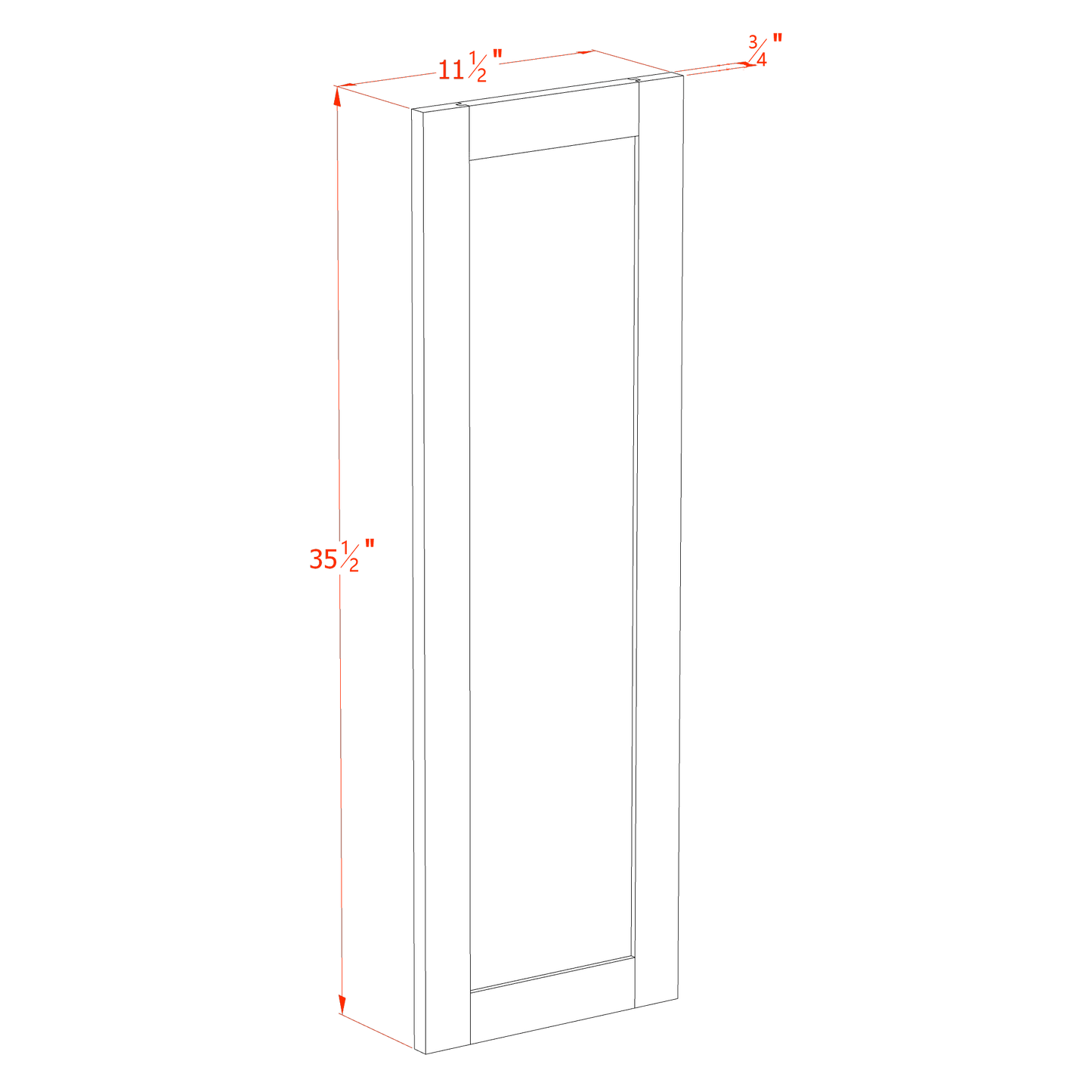HF-WP-W36: Frost White Shaker 36" - 11-1/2"W x 35-1/2"H x 3/4"D Wainscot Panel Wall