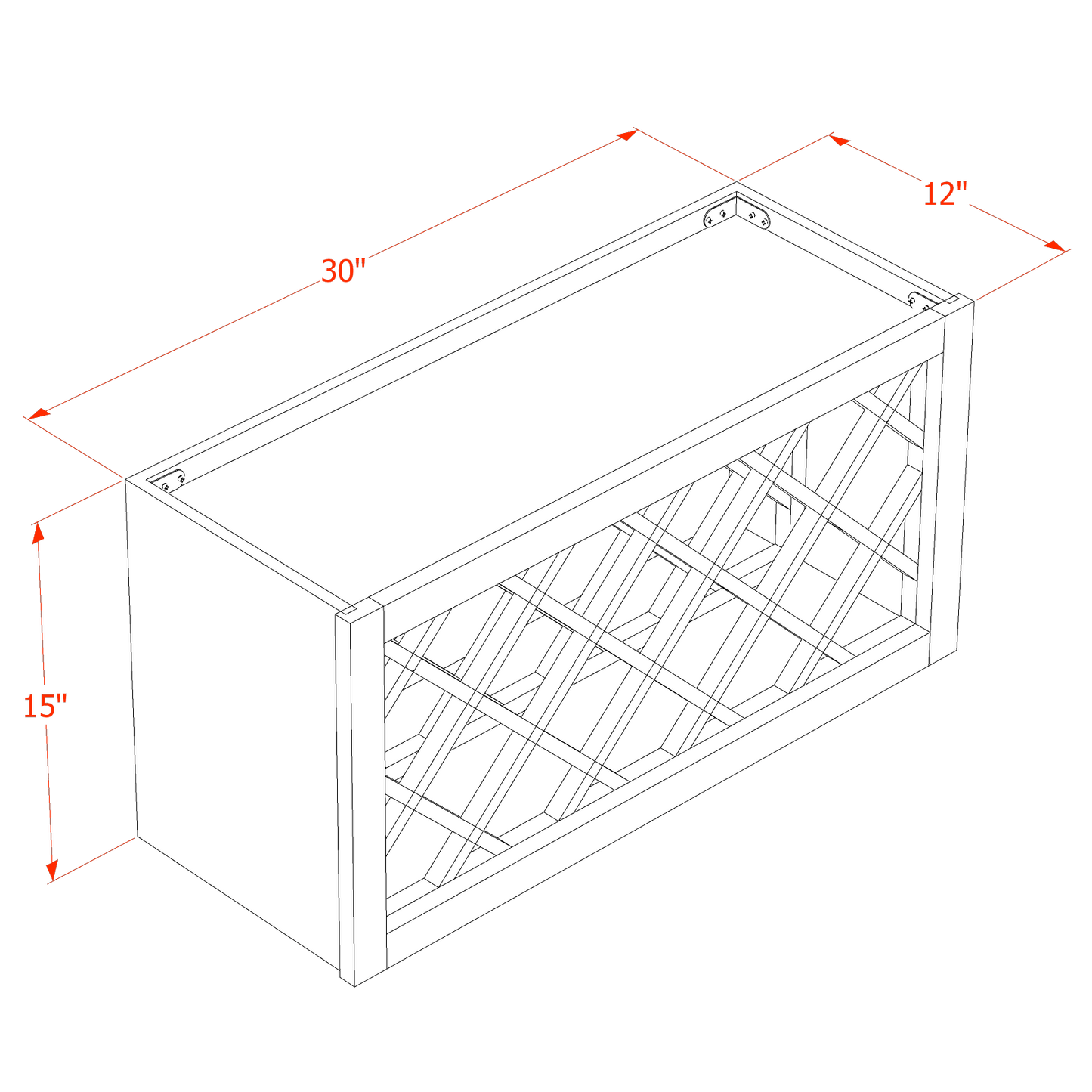 HF-WR3015: Frost White Shaker 30"W x 15"H x 12"D Wall Wine Rack Incl. Shelf
