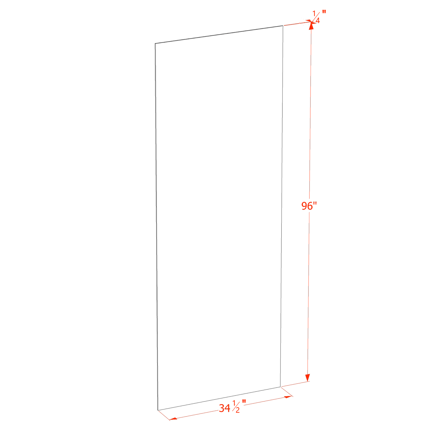 HG-BP3496-1/4: Dark Gray Shaker 34-1/2"W x 96"H x 1/4"D Base End Skin Panel