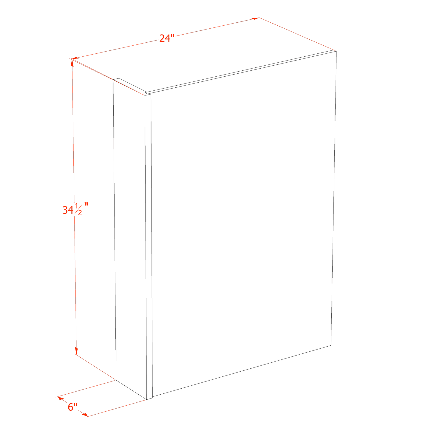 HG-DWR6: Dark Gray Shaker 6" Filler - 24"W x 34-1/2"H x 1/2"D Dishwasher Return Panel