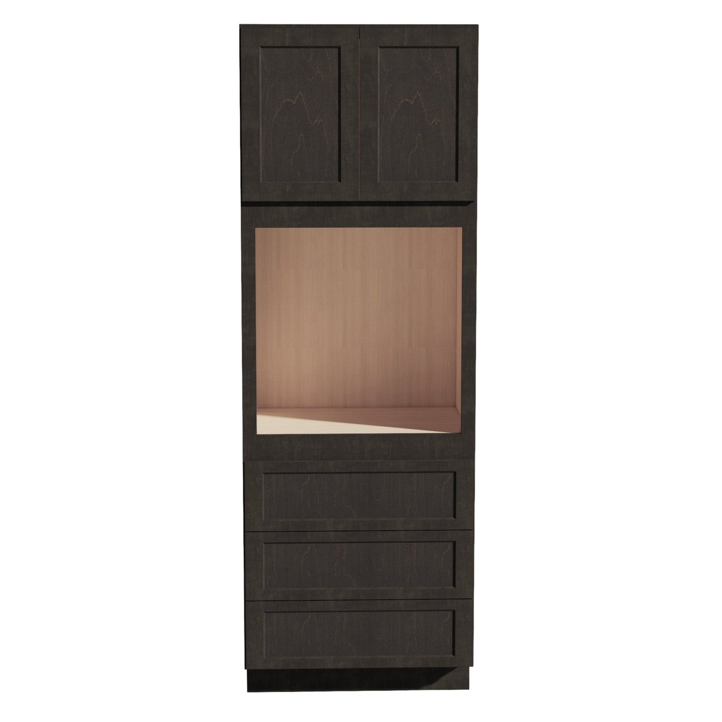 HG-OC3396: Dark Gray Shaker 33"W x 96"H x 24"D 2 Doors & 3 Drawers Tall Oven Shelf Cabinets