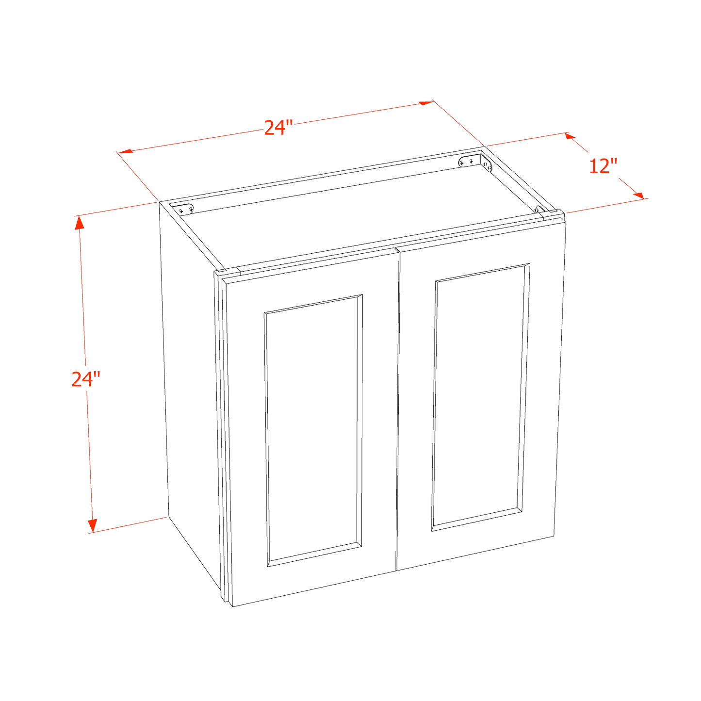 HLG-W2424: Light Gray Shaker 24"W x 24"H 2 Doors Standard Wall Bridge Cabinet