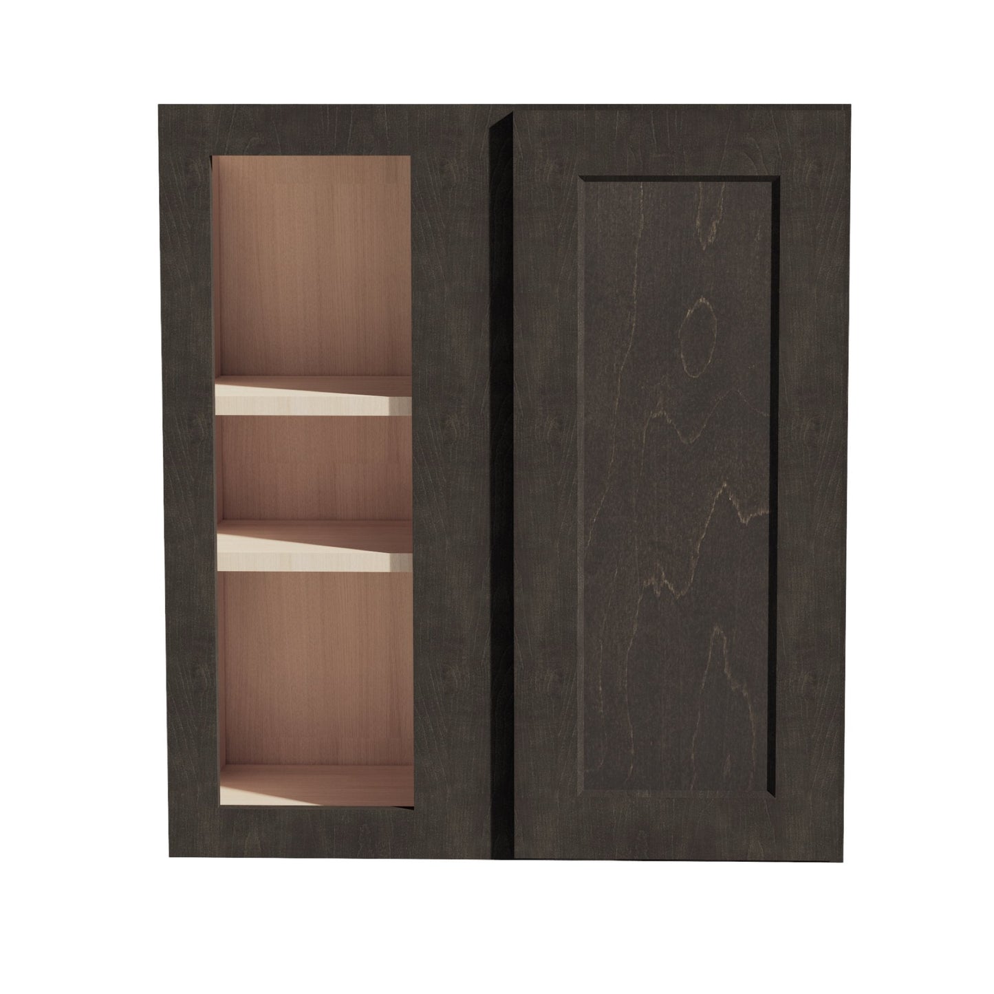 HG-WBC2730: Dark Gray Shaker 27"W x 30"H 1 Door & 2 Shelves Wall Blind Corner Cabinets