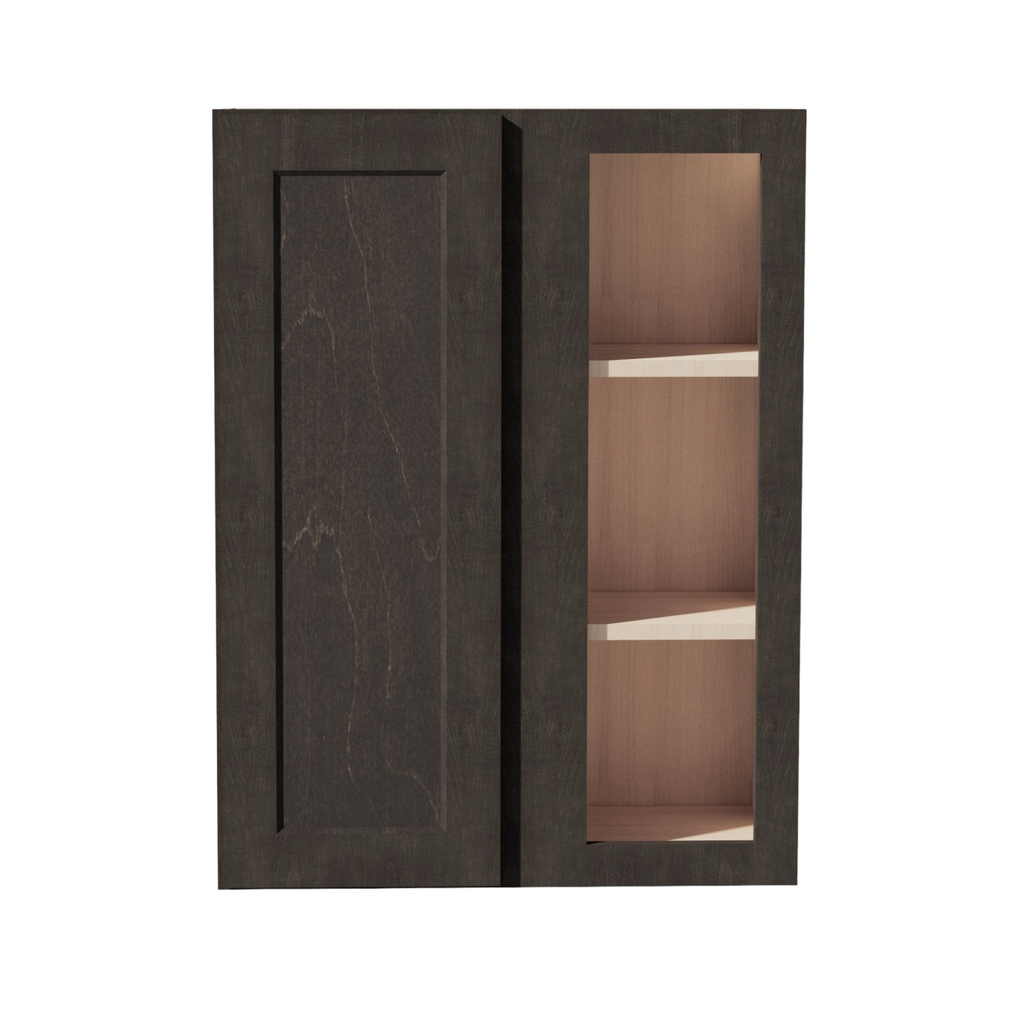 HG-WBC2736: Dark Gray Shaker 27"W x 36"H 1 Door & 2 Shelves Wall Blind Corner Cabinets