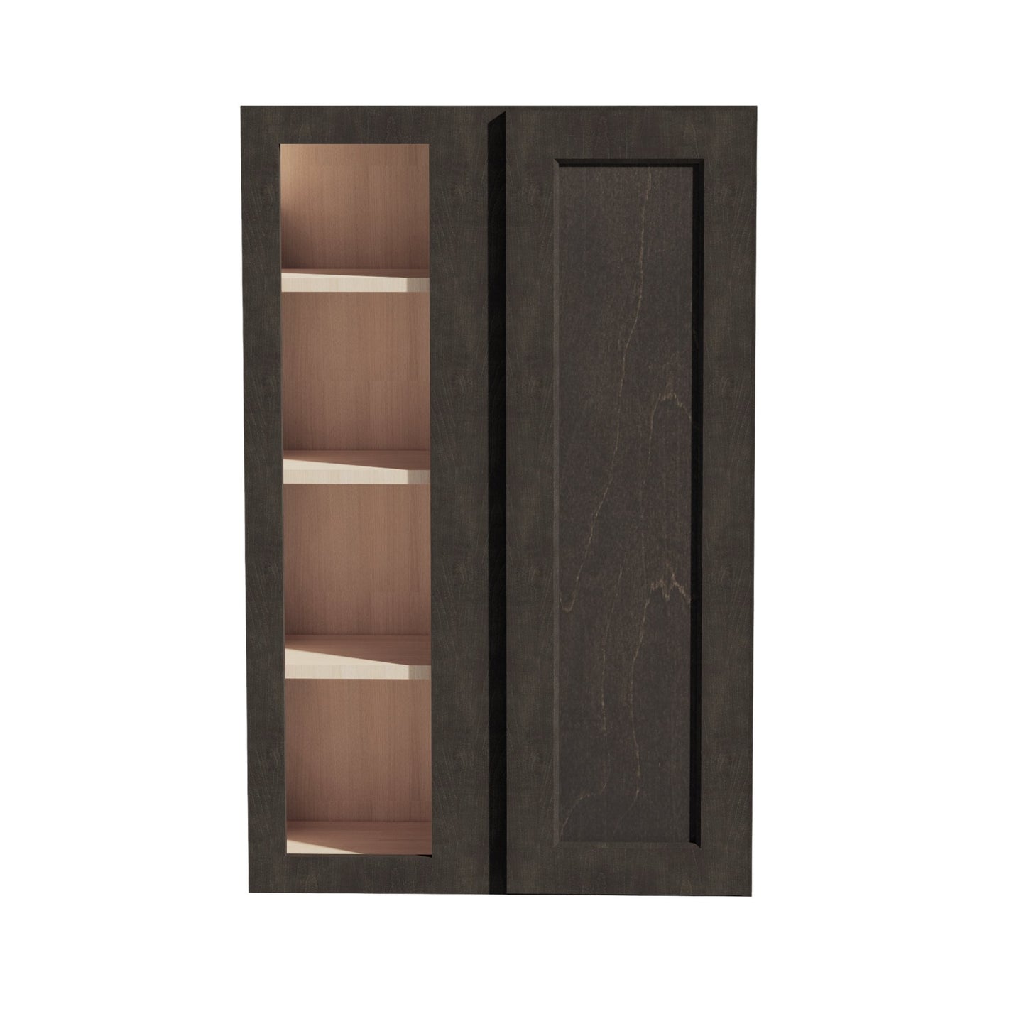 HG-WBC2742: Dark Gray Shaker 27"W x 42"H 1 Door & 2 Shelves Wall Blind Corner Cabinets