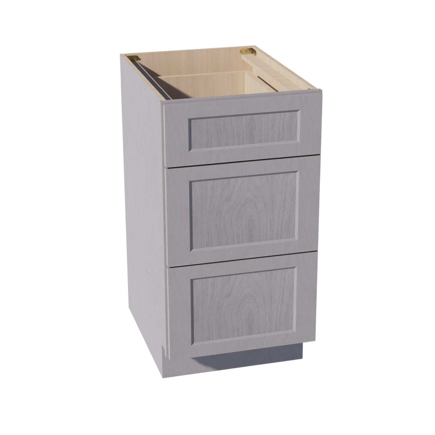 HLG-DB18: Light Gray Shaker 18" 3 Drawers Base Cabinet