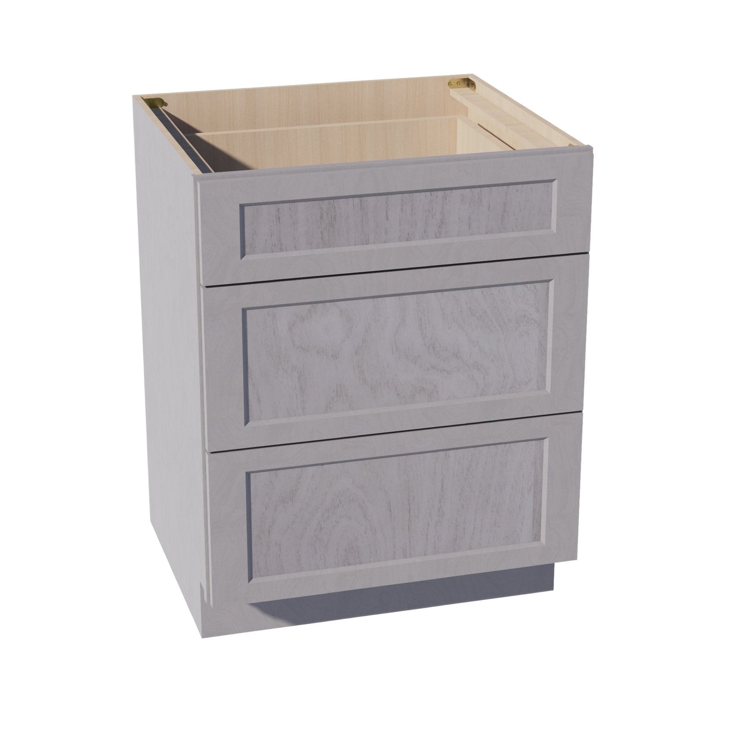 HLG-DB27: Light Gray Shaker 27" 3 Drawers Base Cabinet