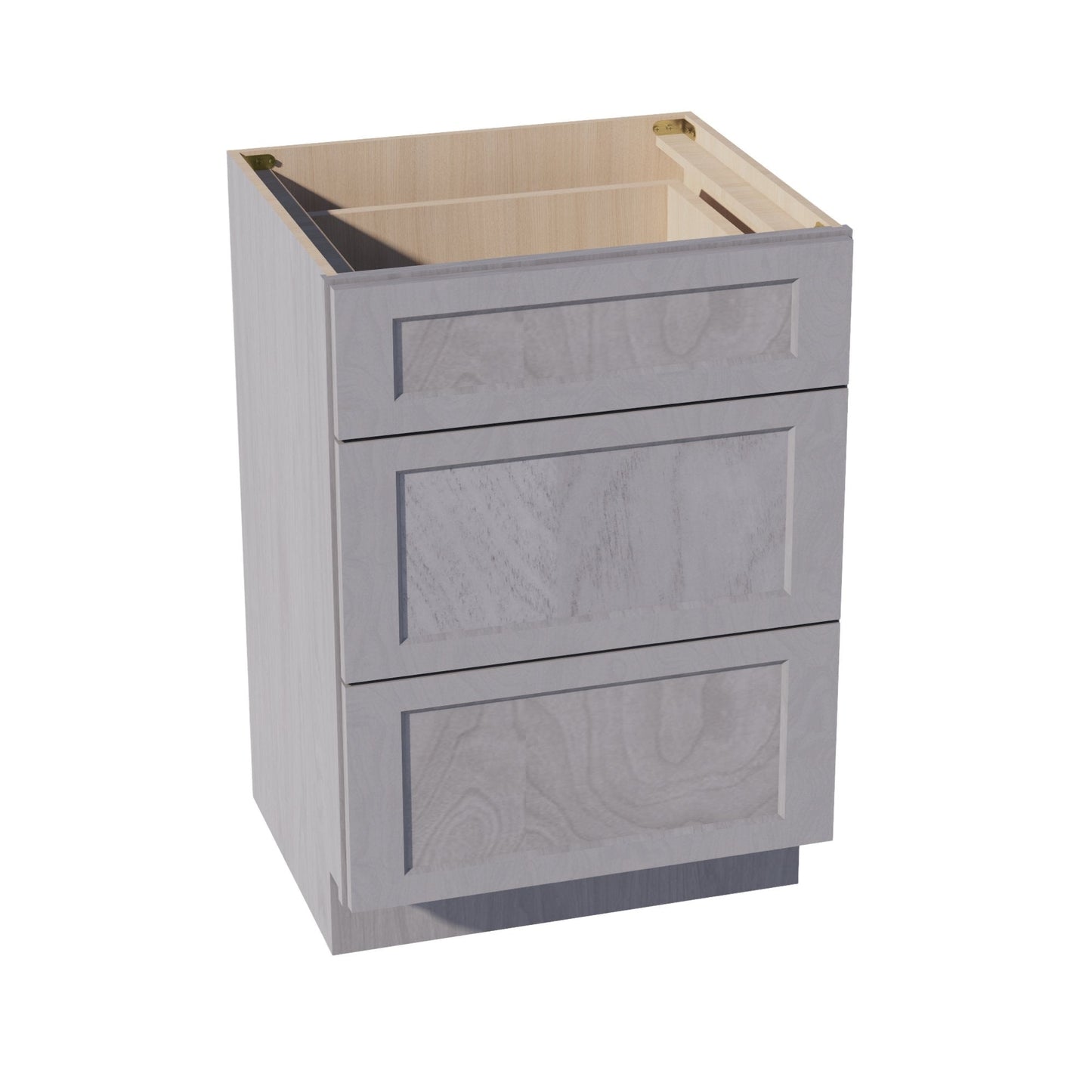 HLG-VDB2421: Light Gray Shaker 24"W x 34-1/2"H x 21"D 3 Drawers Vanity Base Cabinets