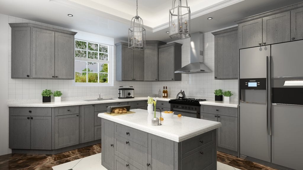 HLG-W3930: Light Gray Shaker 39"W x 30"H 2 Doors & 2 Shelves Standard Wall Cabinet