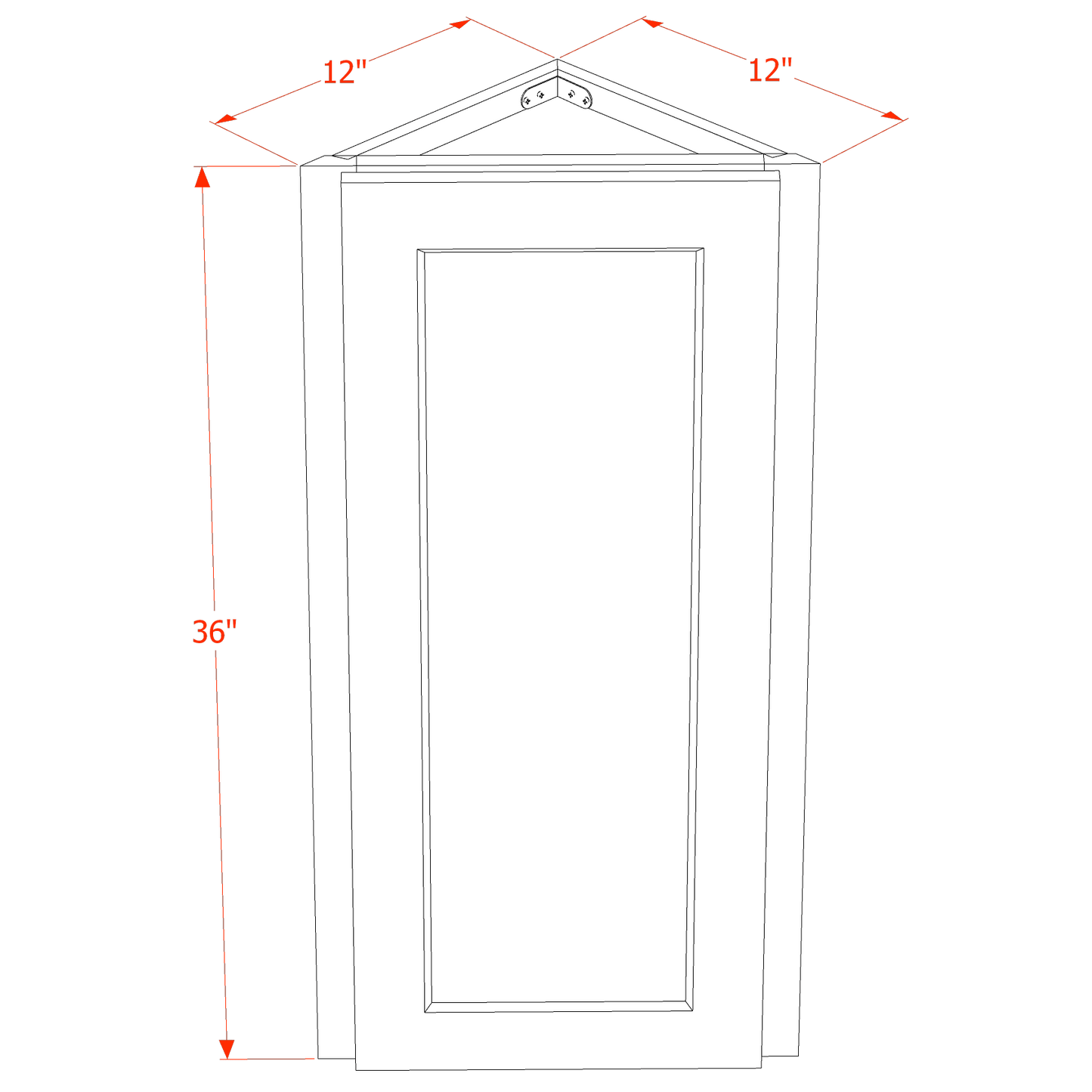 HLG-WAE1236: Light Gray Shaker 12"W x 36"H x 12"D 1 Door & 2 Shelves Wall Angle End Cabinet