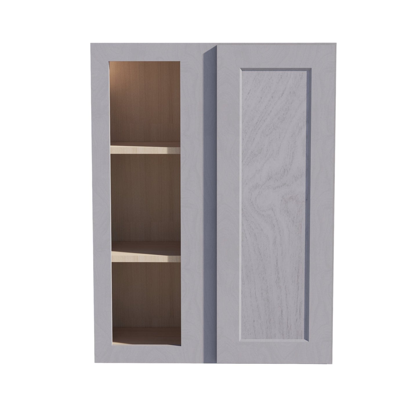 HLG-WBC2736: Light Gray Shaker 27"W x 36"H 1 Door & 2 Shelves Wall Blind Corner Cabinets