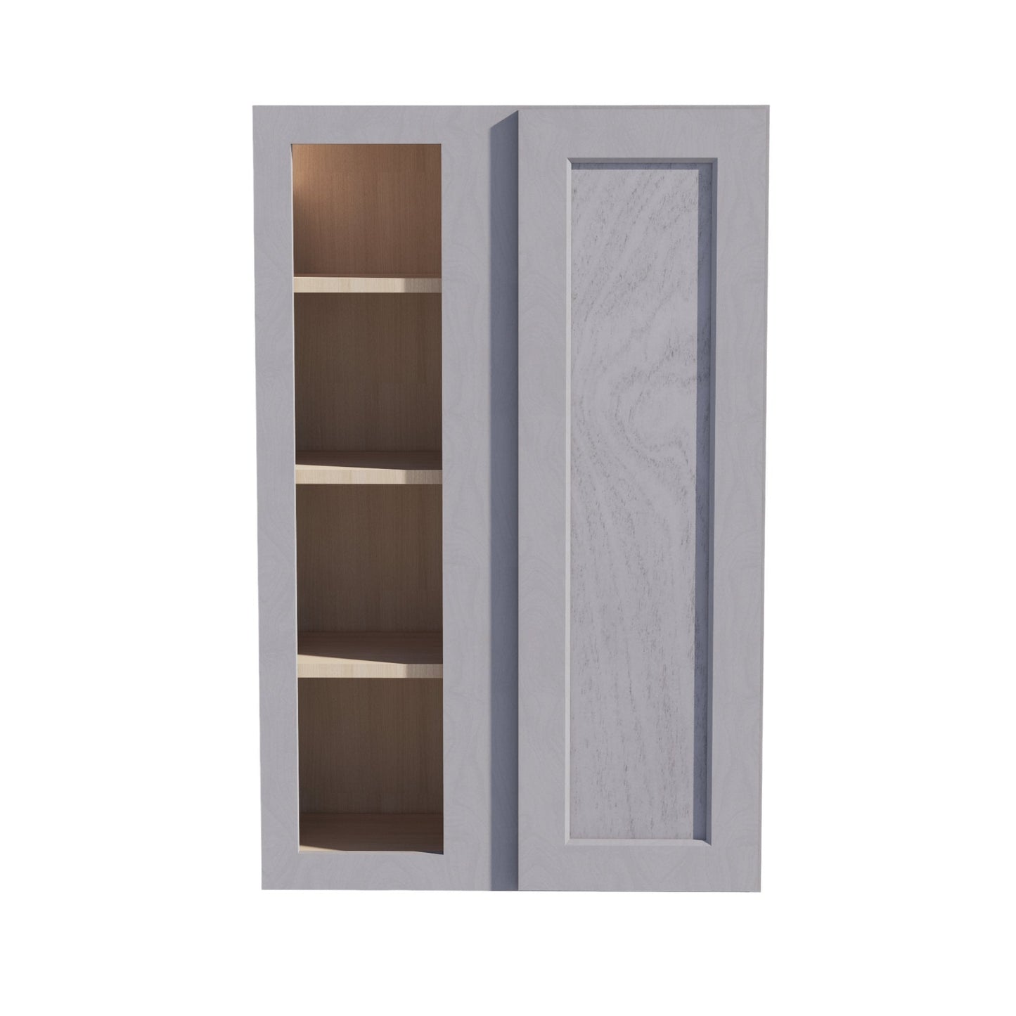 HLG-WBC2742: Light Gray Shaker 27"W x 42"H 1 Door & 2 Shelves Wall Blind Corner Cabinets