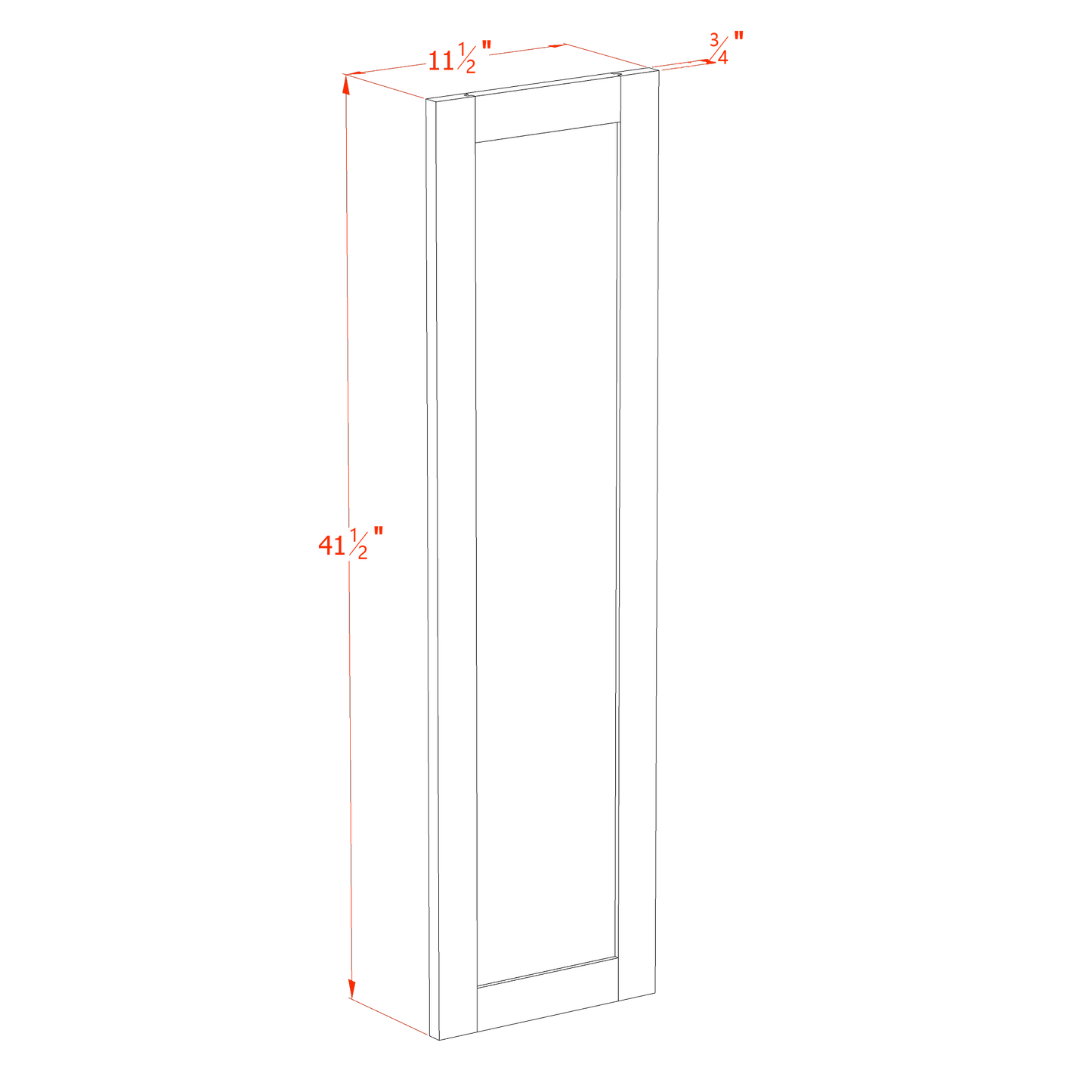 HLG-WP-W42: Light Gray Shaker 42" - 11-1/2"W x 41-1/2"H x 3/4"D Wainscot Panel Wall