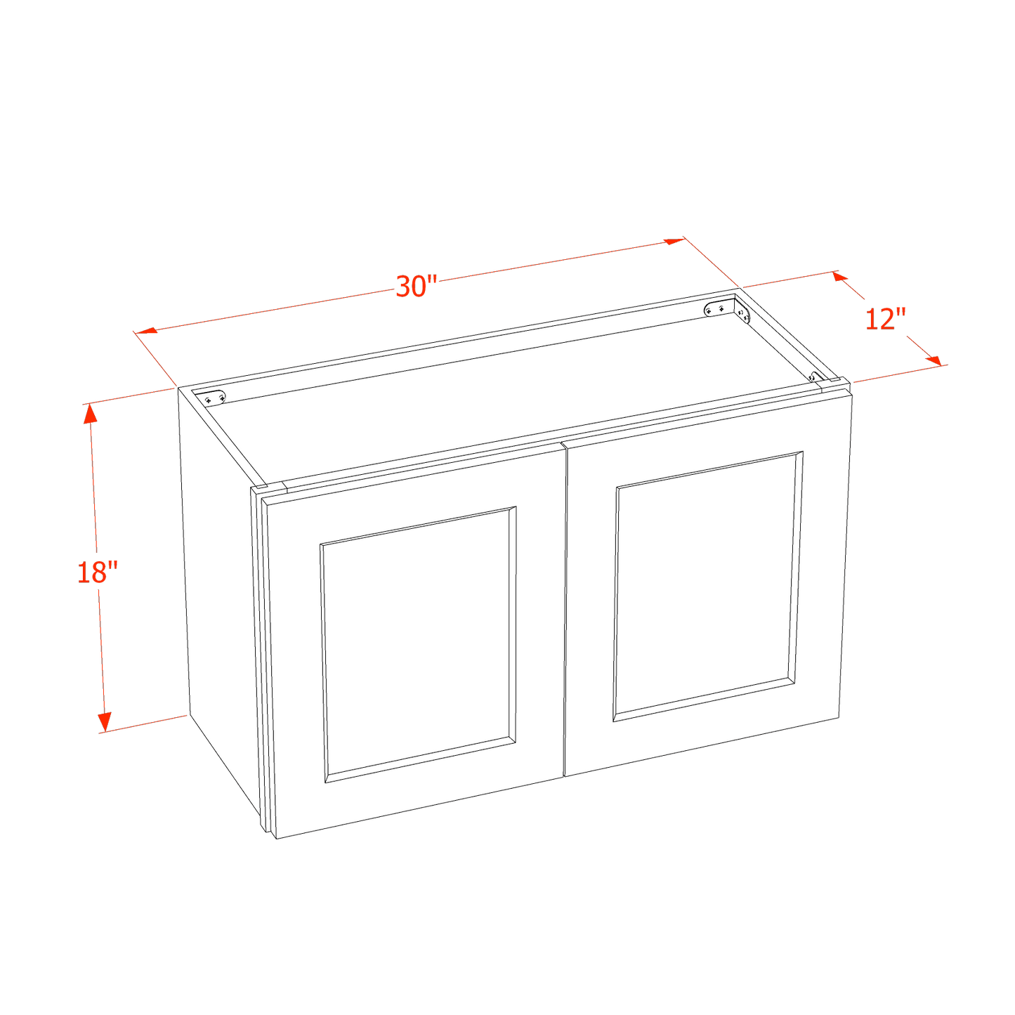 HT-W3018: Timber Wood Shaker 30"W x 18"H 2 Doors Standard Wall Bridge Cabinet