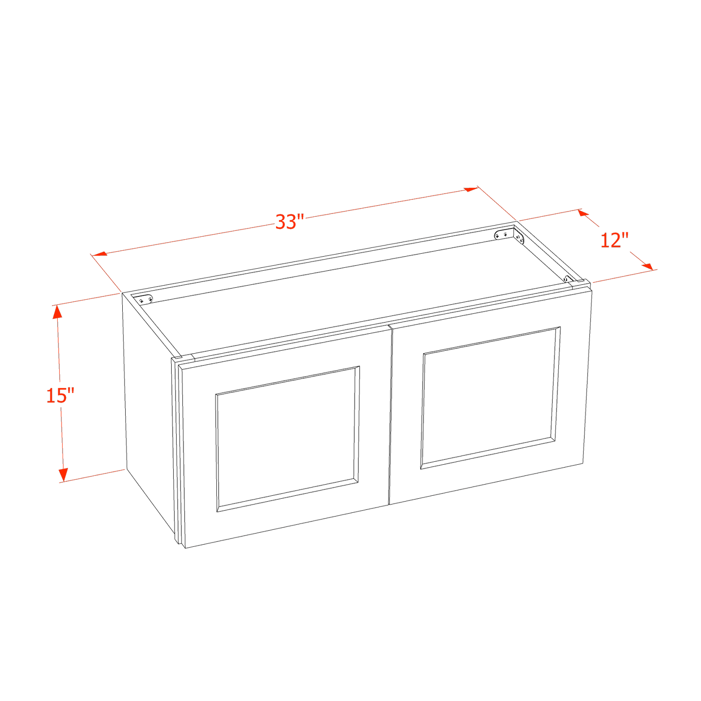 HT-W3315: Timber Wood Shaker 33"W x 15"H 2 Doors Standard Wall Bridge Cabinet
