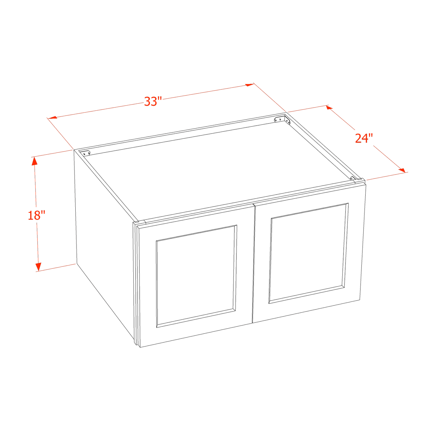 HT-W331824: Timber Wood Shaker 33"W x 18"H x 24"D 2 Doors Standard Bridge Wall Cabinet