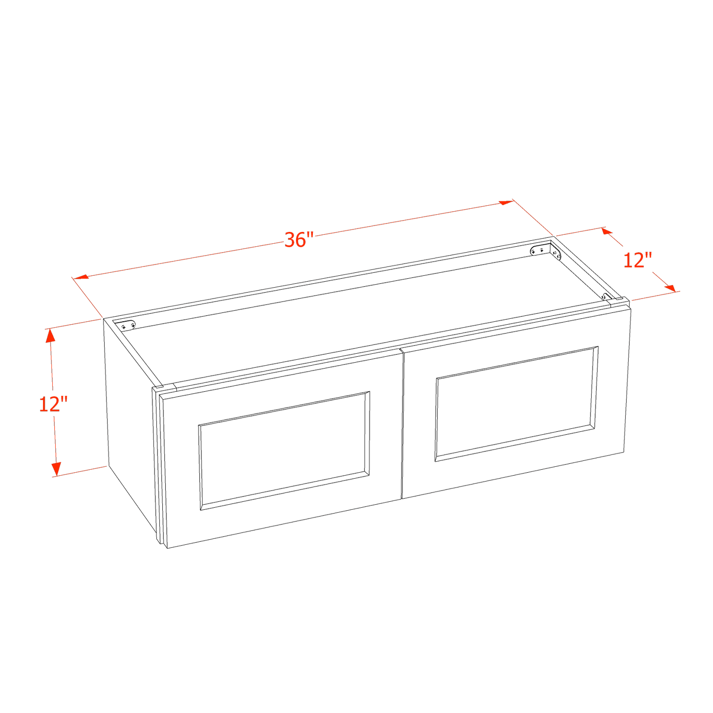 HT-W3612: Timber Wood Shaker 36"W x 12"H 2 Doors Standard Wall Bridge Cabinet