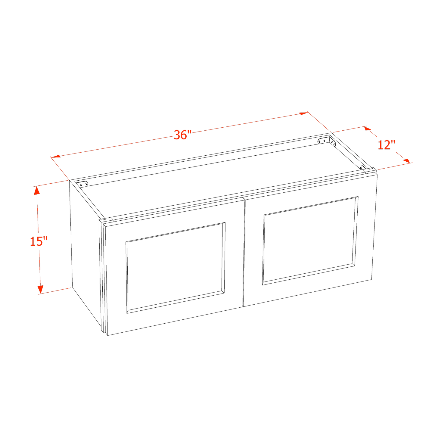 HT-W3615: Timber Wood Shaker 36"W x 15"H 2 Doors Standard Wall Bridge Cabinet