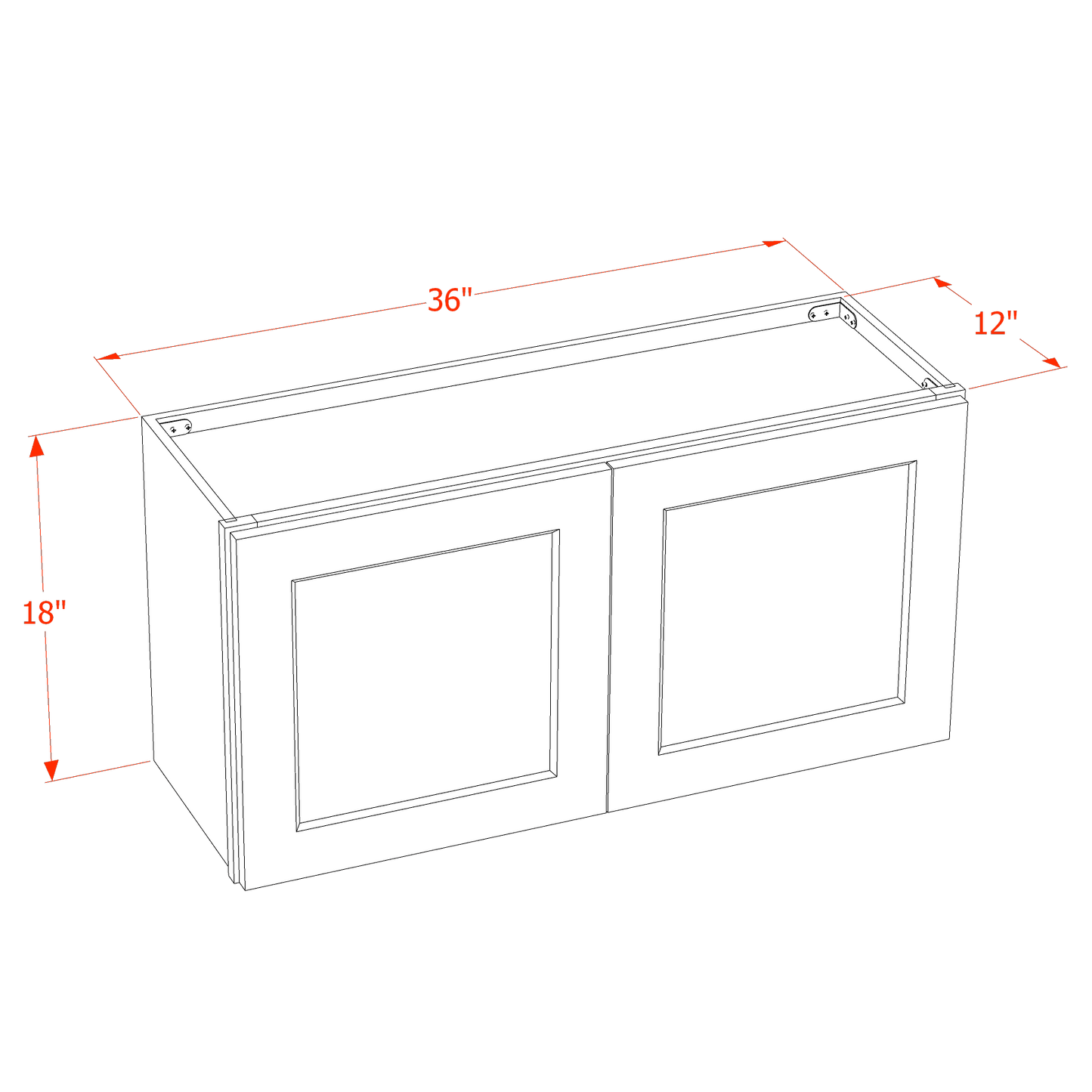 HT-W3618: Timber Wood Shaker 36"W x 18"H 2 Doors Standard Wall Bridge Cabinet