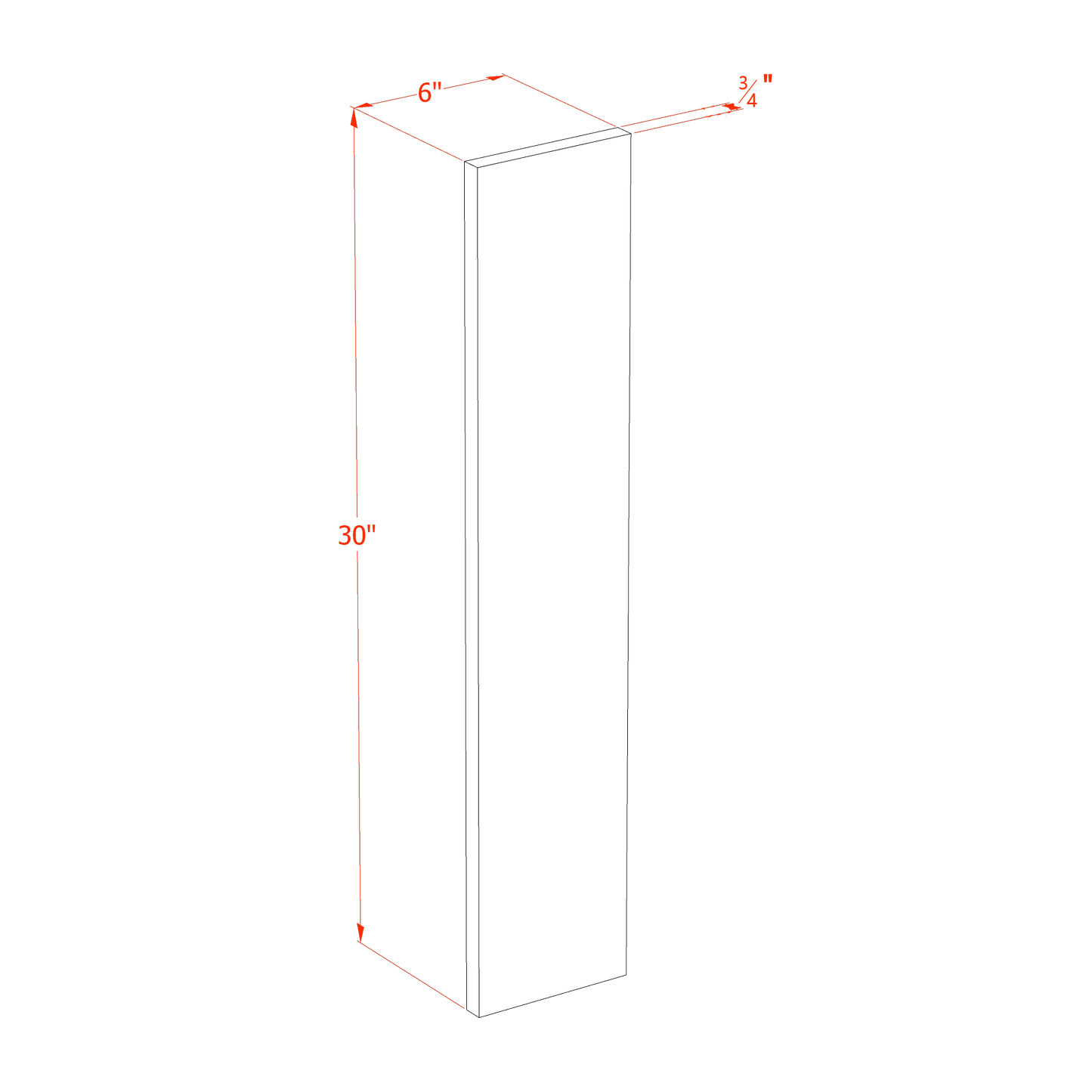 HT-WF630: Timber Wood Shaker 06"W x 30"H Wall Cabinet Filler