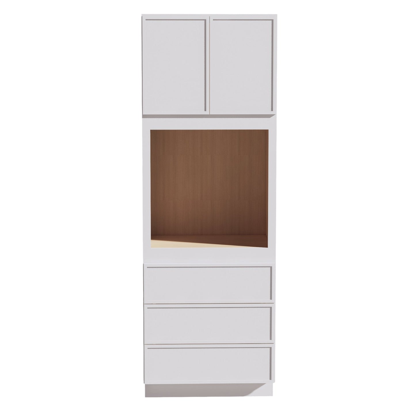 SF-OC3396: Frost White Slim Shaker 33"W x 96"H x 24"D 2 Doors & 3 Drawers Tall Oven Shelf Cabinets