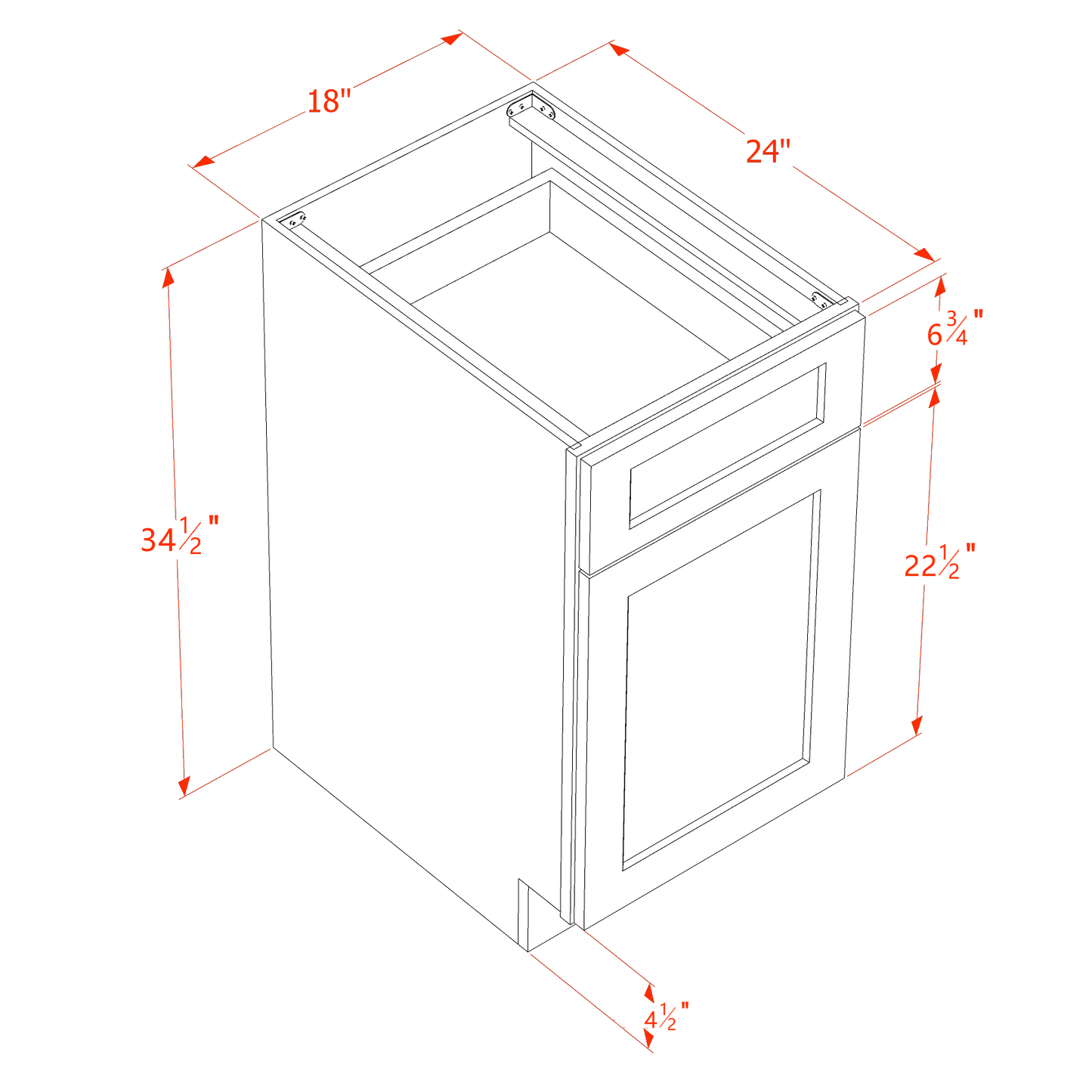 TW-B18TR: Creamy White Shaker 18" 1 Drawer Trash Pull Out Base Cabinet