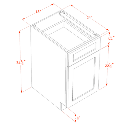 TW-B18TR: Creamy White Shaker 18" 1 Drawer Trash Pull Out Base Cabinet