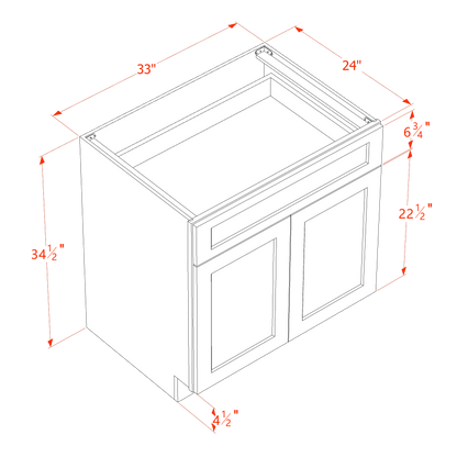 TG-B33: Soft Green Shaker 33" 1 Drawer 2 Doors Standard Base Cabinet