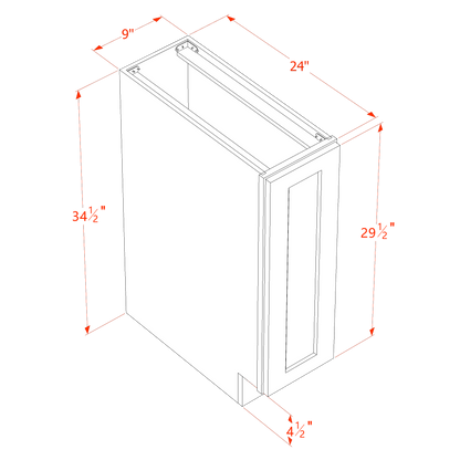 TW-BF0924: Creamy White Shaker 09" Full Height Door Standard Base Cabinet