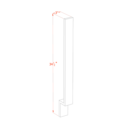 TW-BF3: Creamy White Shaker 3"W Base Cabinet Filler