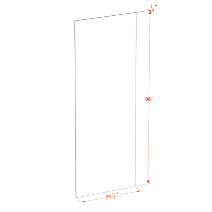 TW-BP3496-1/4: Creamy White Shaker 34-1/2"W x 96"H x 1/4"D Base End Skin Panel