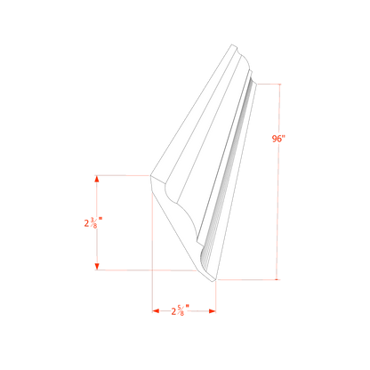 TW-CM1: Creamy White Shaker 96"W x 2-5/8"H x 2-3/8"D Crown Molding