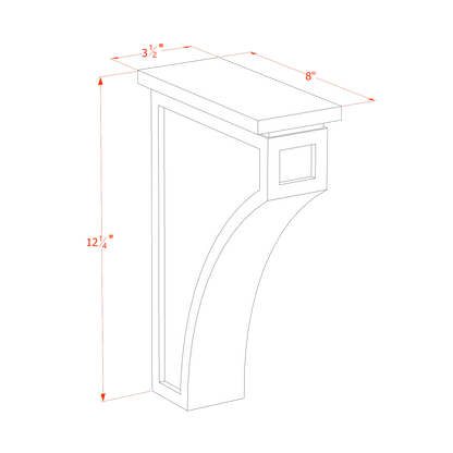 TW-CMCB: Creamy White Shaker 3-1/2"W x 12-1/4"H x 08"D Extra Large Corbel