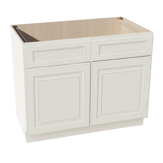 DI-SB42: Dallas Ivory Shaker 42" 2 Doors 2 False Drawers Sink Base Cabinet