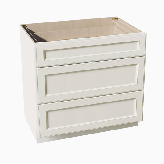 DI-DB36: Dallas Ivory Shaker 36" 3 Drawers Base Cabinet