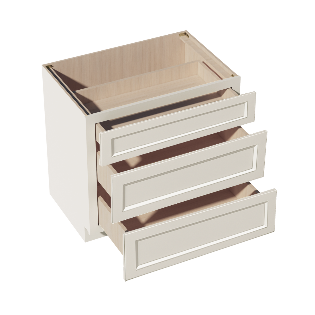 DI-DB36: Dallas Ivory Shaker 36" 3 Drawers Base Cabinet