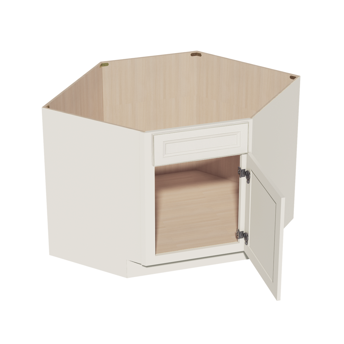 DI-DSB42: Dallas Ivory  Shaker 42" 1 Door - 1 False Drawer Corner Sink Base Cabinets